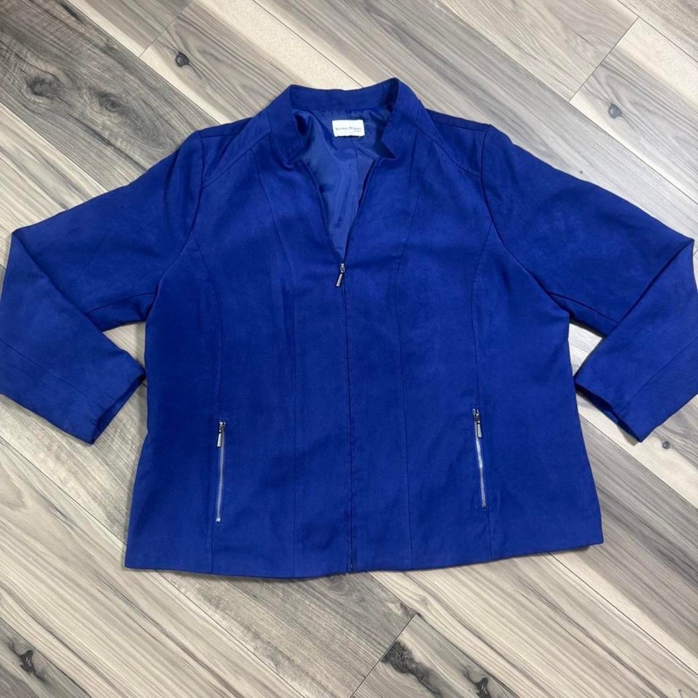 Studio Works Women's Blue Faux Suede Jacket with Zipper Pockets